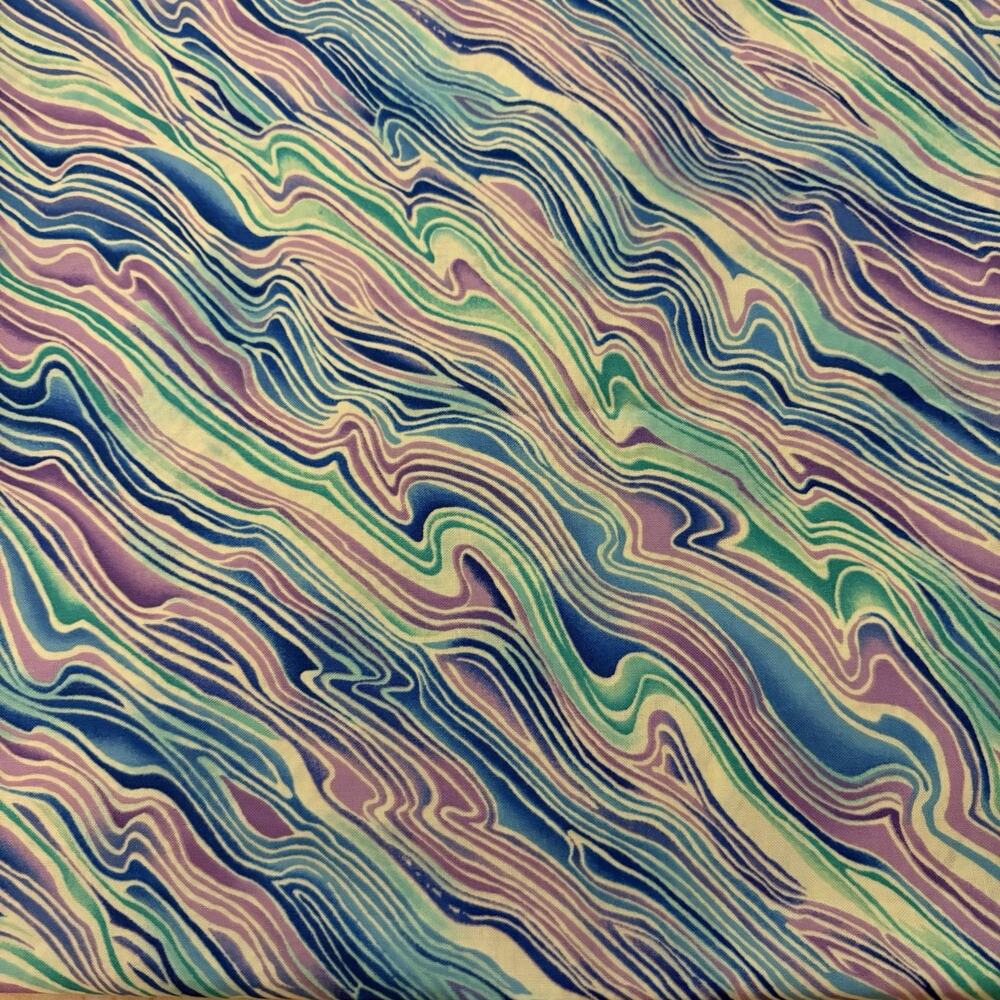 Vtg Kimiko Ikeda Wave Fabric Cotton Abstract 42x27" 80s Crafting Sewing Quilt